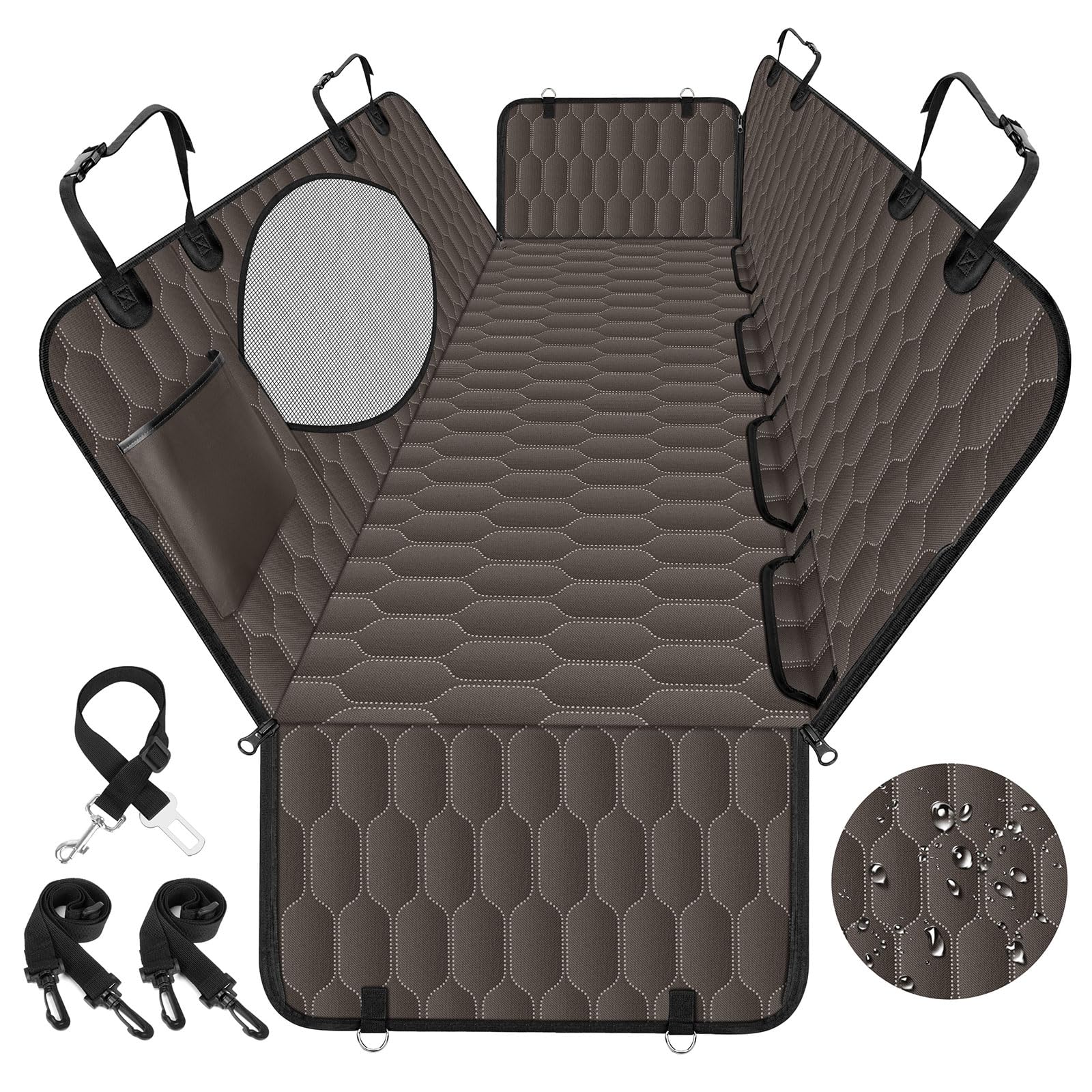 Waterproof Dog Car Seat Cover with Mesh Window