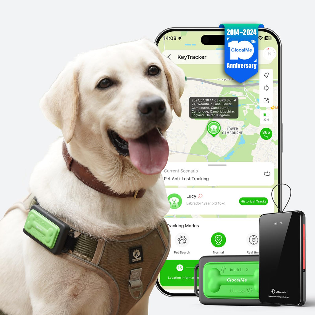 GlocalMe Global Pet GPS Tracker with Multi-Tech Location