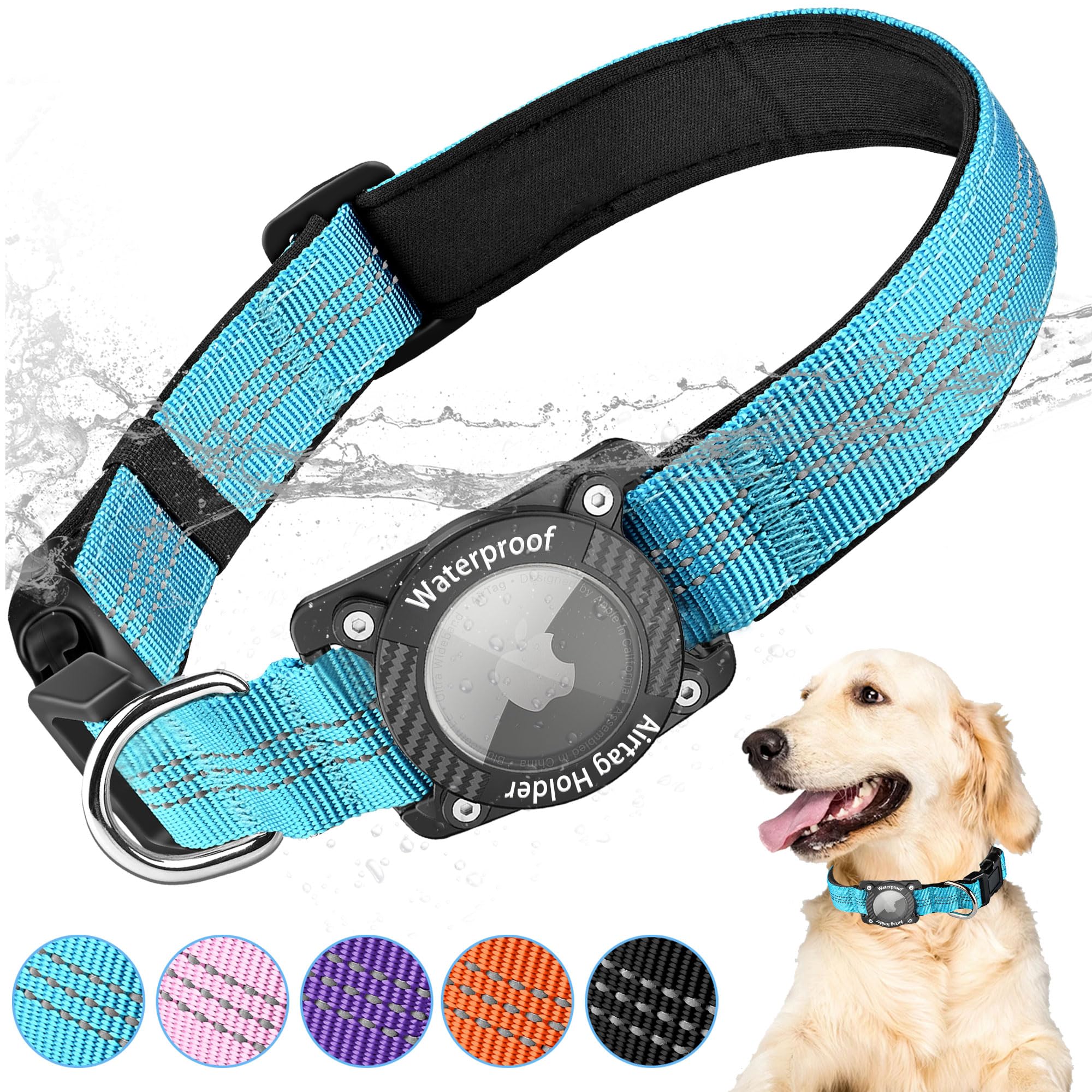 AgoumLux Reflective Airtag Dog Collar